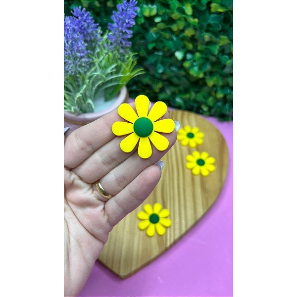 Aplique Emborrachado Brasil Flor Amarela - Unidade