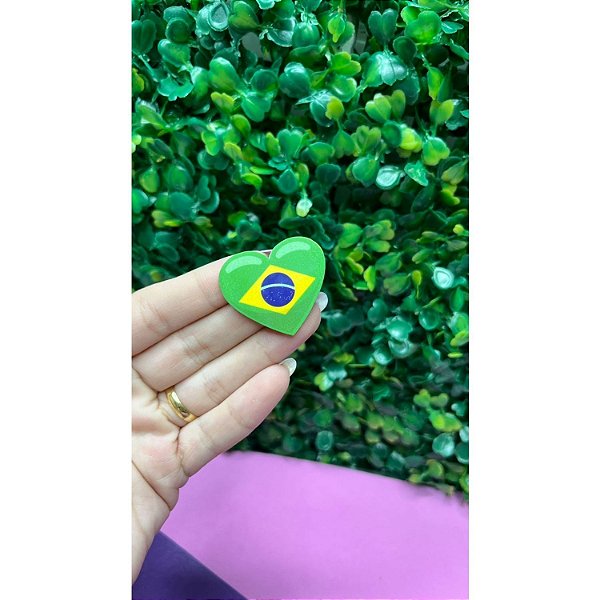 Aplique de Acrílico Coração Brasil Copa - Unidade