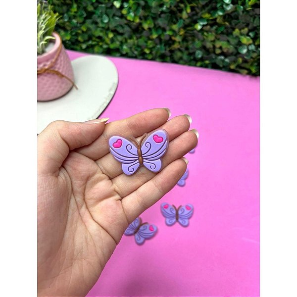 Aplique Emborrachado Borboleta Lilás - Unidade