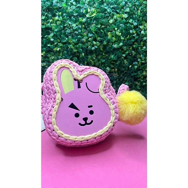 Bolsa de Fio de Malha com Placa de Acrílico BTS JK (Jeon Junkook) - Unidade