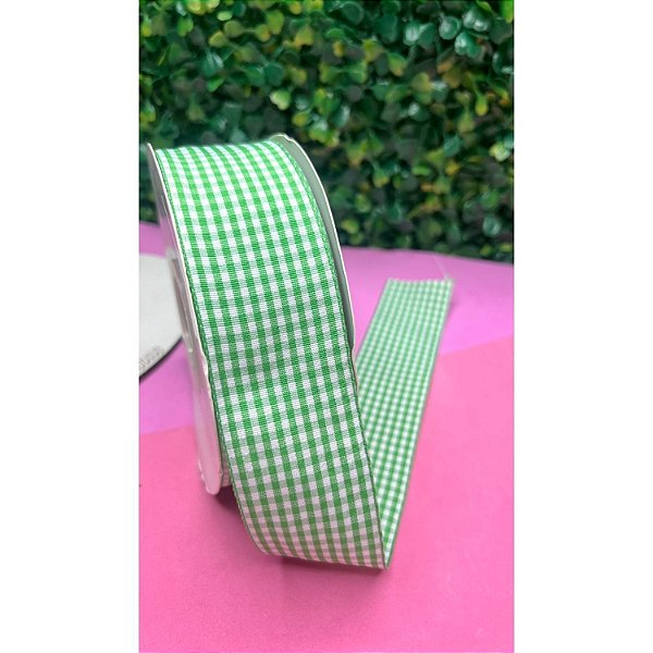Fita Importada Mili 38mm Xadrez Verde Bandeira - Metro