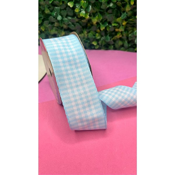 Fita Sinimbu Xadrez 38mm Azul Bebê - Metro