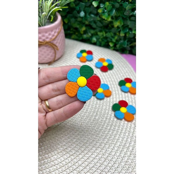 Aplique Emborrachado Flor Colorida Festa Junina - Unidade