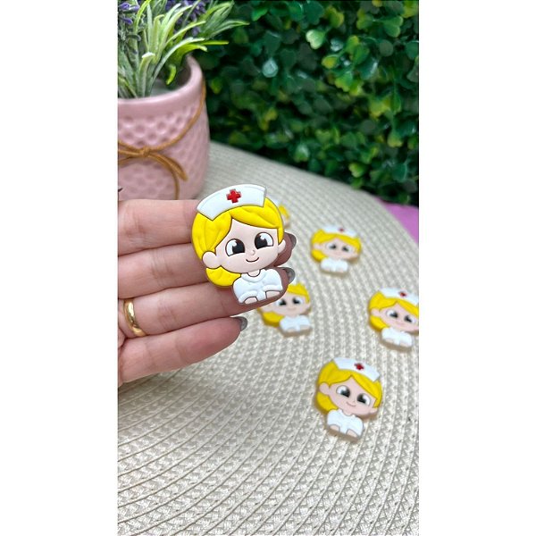 Aplique Emborrachado Enfermagem Cabelo Loiro - Unidade