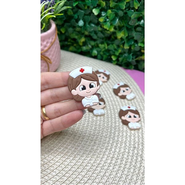 Aplique Emborrachado Enfermagem Cabelo Castanho - Unidade