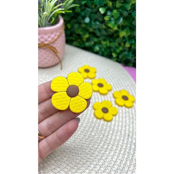Aplique Emborrachado Flor Amarela - Unidade