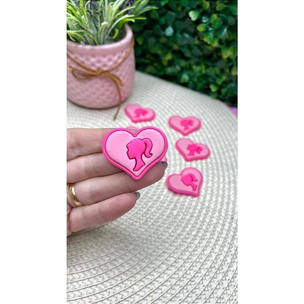 Aplique Emborrachado Coração Barbie - Unidade