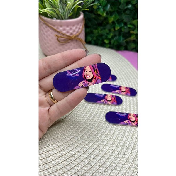Aplique de Acrílico Barrinha Emilly Vick Rosas Roxo - Unidade