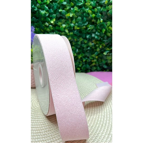 Fita de Veludo Cotelê 38mm Rosa Bebê - Metro