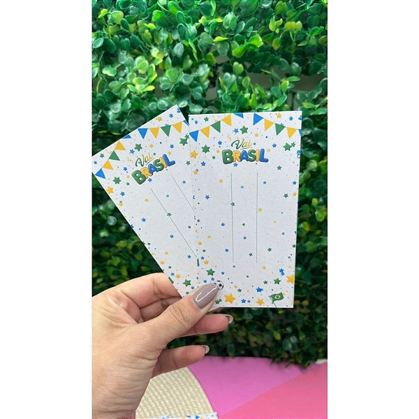 Tag Retangular para Laços Vai Brasil - 10 unidades