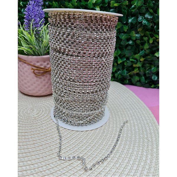 Corrente de Strass SS12 2.6mm Prata - Metro