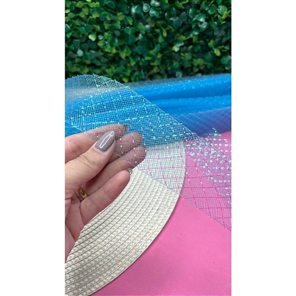 Fita de Crinol com Lurex Azul 45mm - Metro