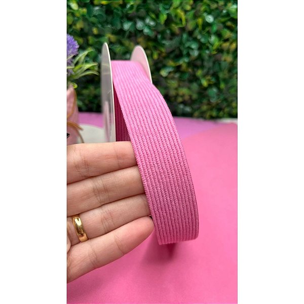 Fita de Veludo Cotelê 22mm Rosa - Metro