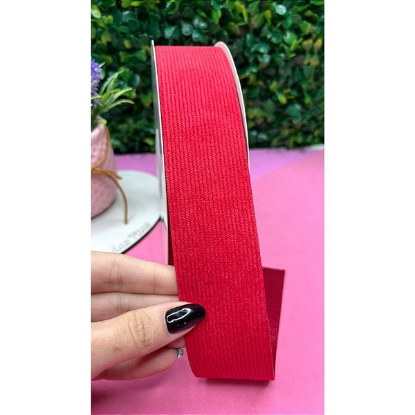 Fita de Veludo Cotelê 38mm Vermelho - Metro