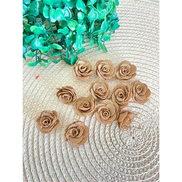 Flor de Poliéster Nude Caramelo (2,5cm) - 5 Unidades