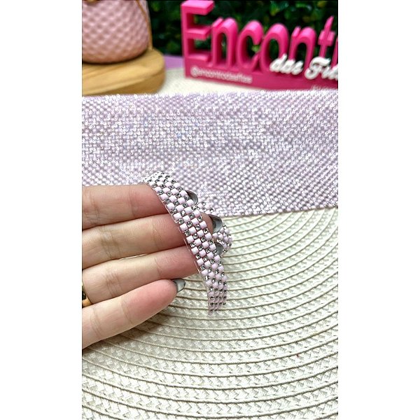 Manta de Strass com Pedra Rosa Bebê 1x40cm
