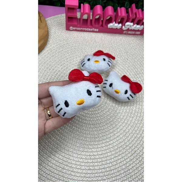 Aplique de Pelúcia Hello Kitty Lacinho Vermelho - Unidade