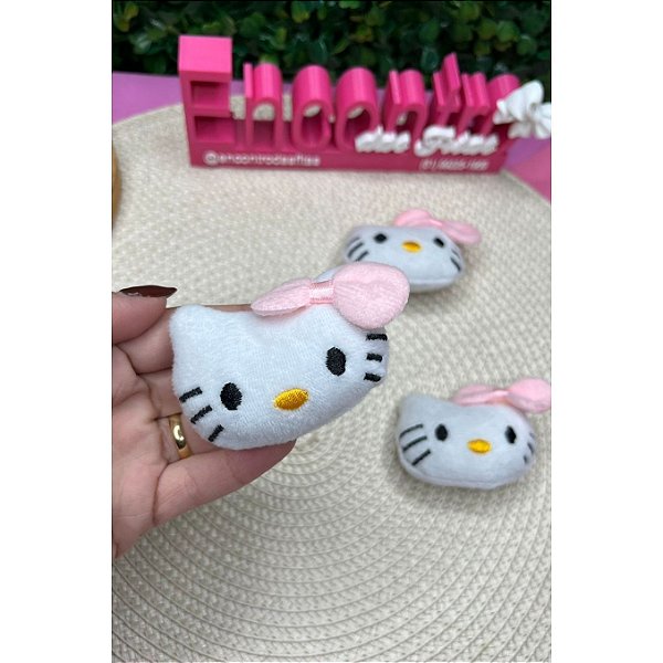 Aplique de Pelúcia Hello Kitty Lacinho Rosa - Unidade