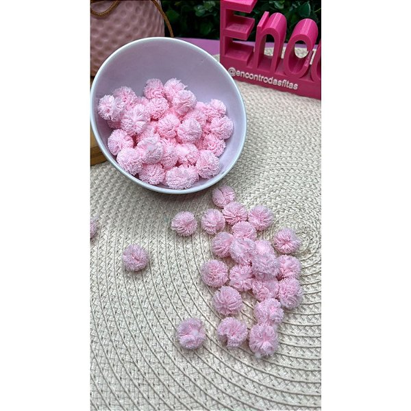 Pompom Malha (Renda) 1,5cm Rosa Bebê - 10 unidades