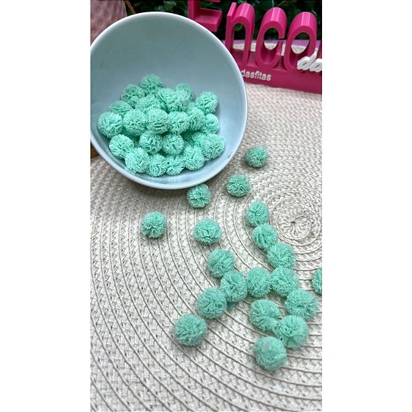 Pompom Malha (Renda) 1,5cm Verde Bebê - 10 unidades