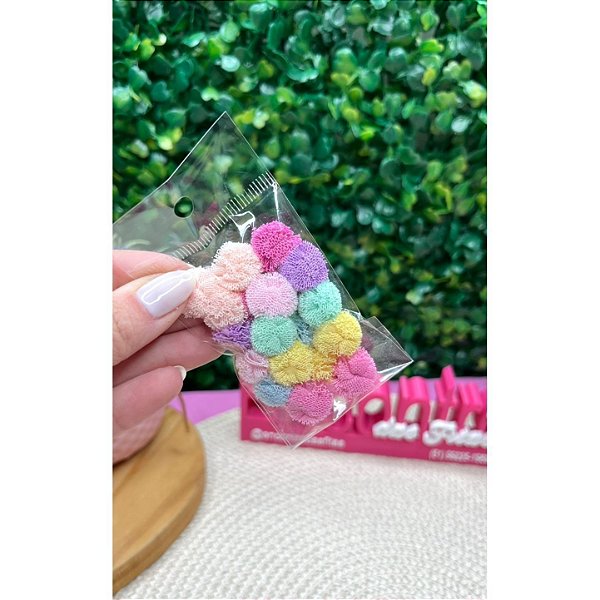 Pompom Malha (Renda) 1,5cm Misto Cores Candy - 20 unidades