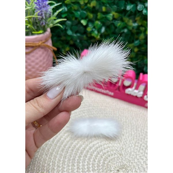 Pompom Bigode Baixo 4,5cm Branco - Unidade
