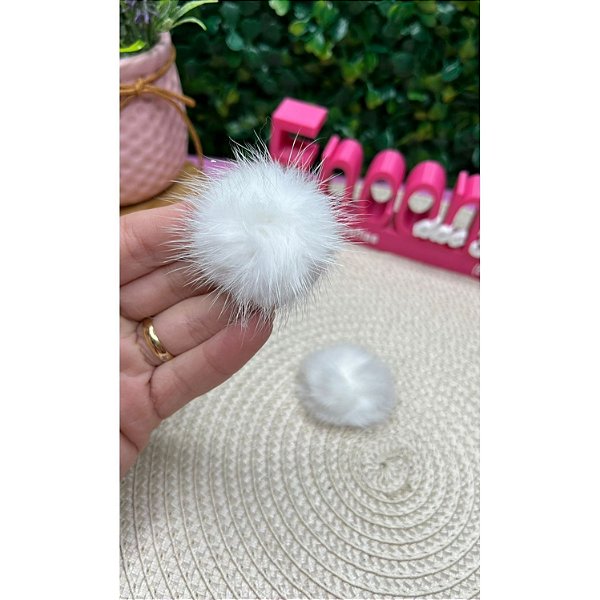 Pompom Baixo M 4cm Branco - Unidade
