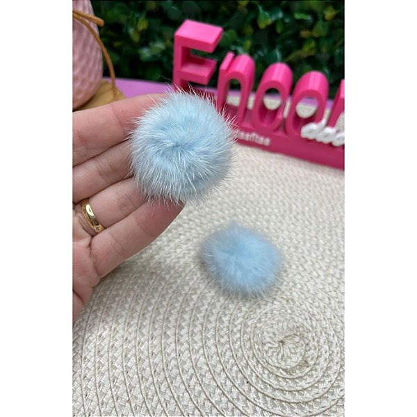 Pompom Baixo M 4cm Azul Bebê - Unidade