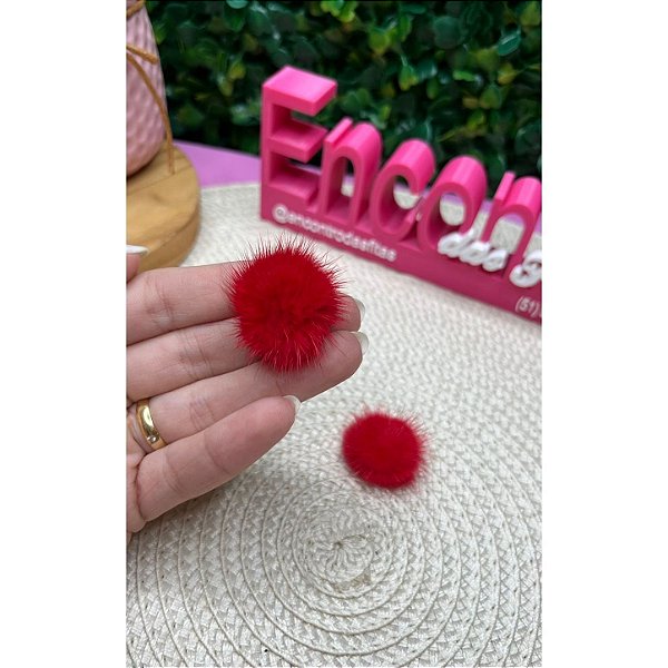 Pompom Baixo P 2,5cm Vermelho - Unidade