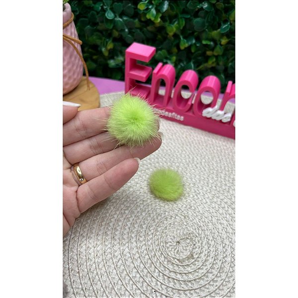 Pompom Baixo P 2,5cm Verde Neon - Unidade