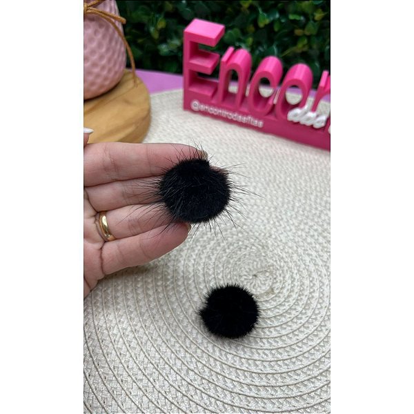 Pompom Baixo P 2,5cm Preto - Unidade