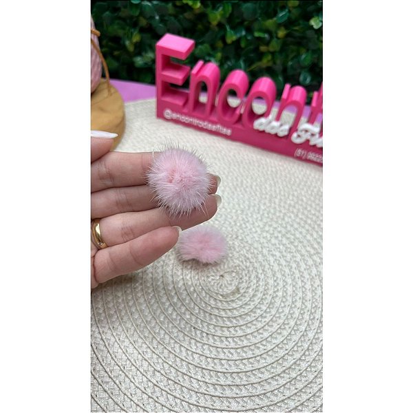 Pompom Baixo P 2,5cm Rosa Bebê - Unidade