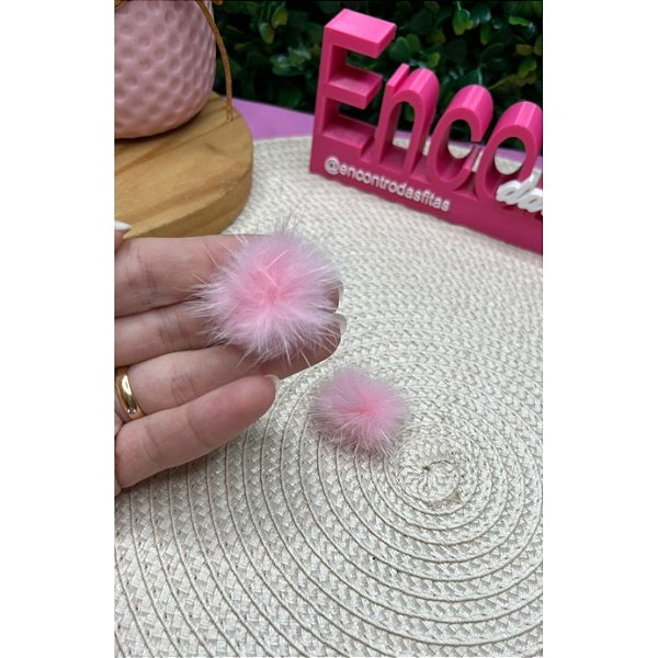 Pompom Baixo P 2,5cm Rosa - Unidade