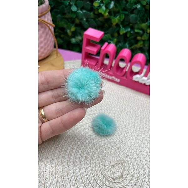 Pompom Baixo P 2,5cm Verde Tiffany - Unidade