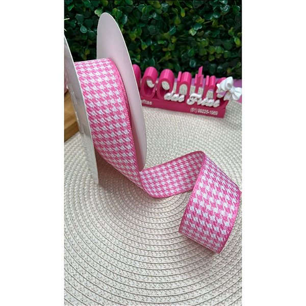 Fita Importada Pied de Poulé Rosa Chiclete 38mm - Metro