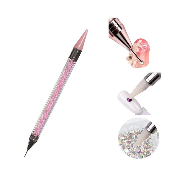 Caneta Pega Strass Rosa - Unidade