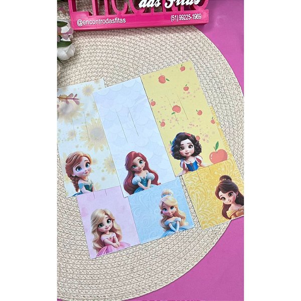 Tag Retangular Temática Princesas - 6 unidades