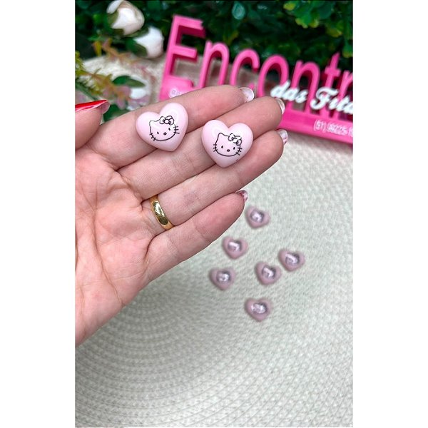 Aplique Chaton Coração Hello Kitty Rosa - Unidade