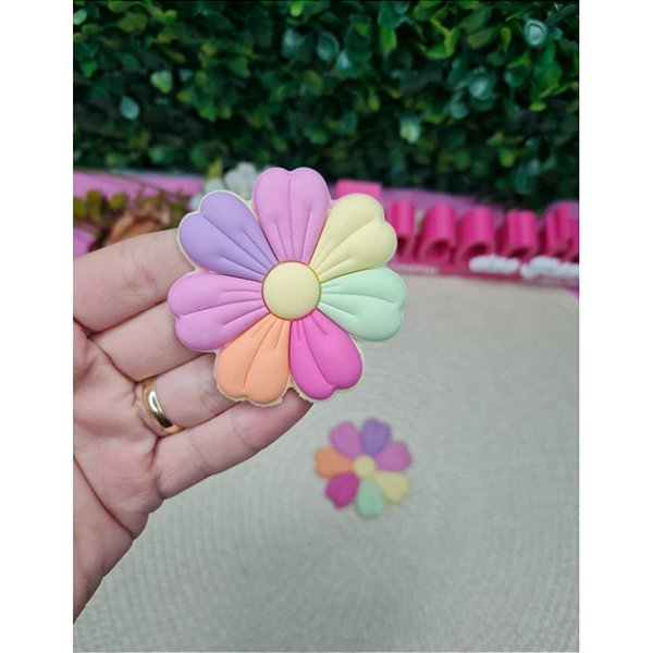 Aplique Emborrachado Flor Colorida Grande - Unidade