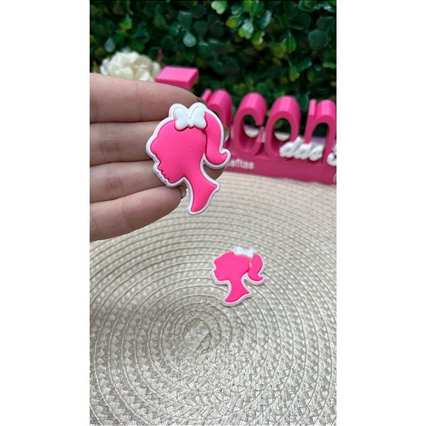Aplique Emborrachado Barbie com Lacinho Branco - Unidade