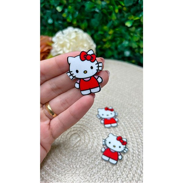 Aplique de Acrílico Hello Kitty Vermelho - Unidade