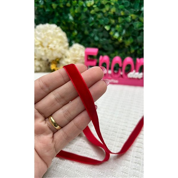 Fita de Veludo 10mm Vermelho - Metro