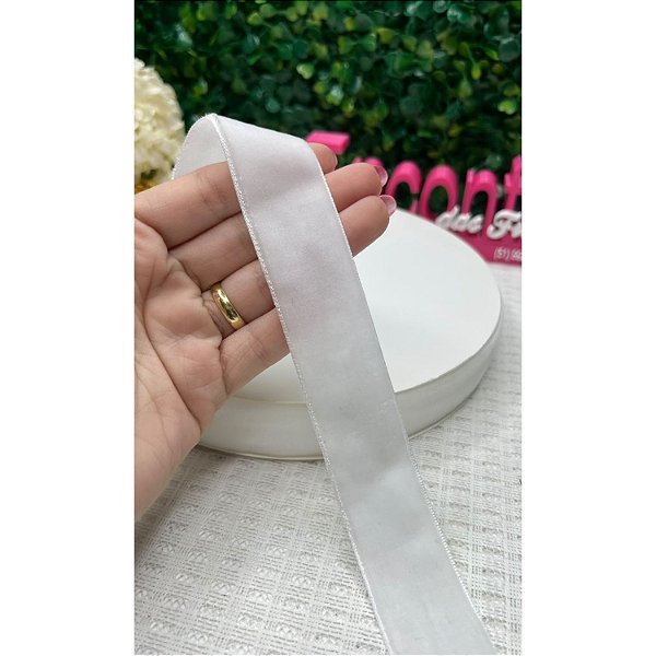 Fita de Veludo 22mm Branco - Metro