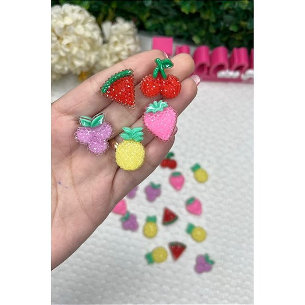 Aplique de Resina Frutas 3cm - 5 unidades mista