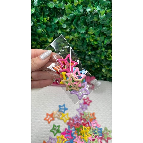 Kit 10 unidades Presilha TicTac Estrela Coloridas
