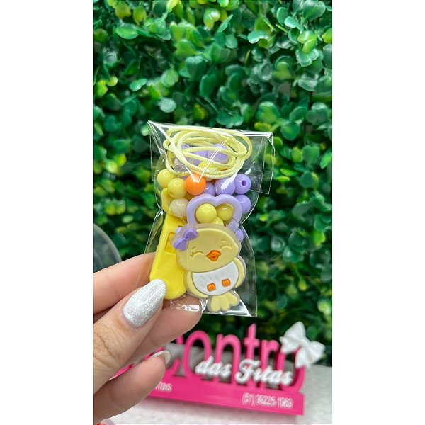 Kit Medida Certa de Prendedor de Chupeta Passarinho Amarelo
