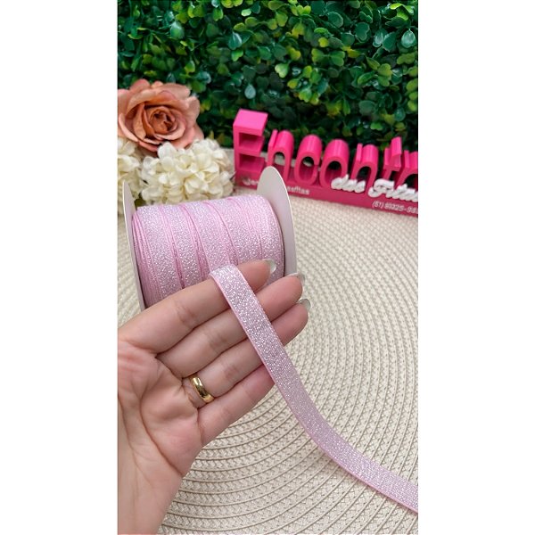 Fita de Lurex Esponjado 10mm Rosa Bebê - Metro