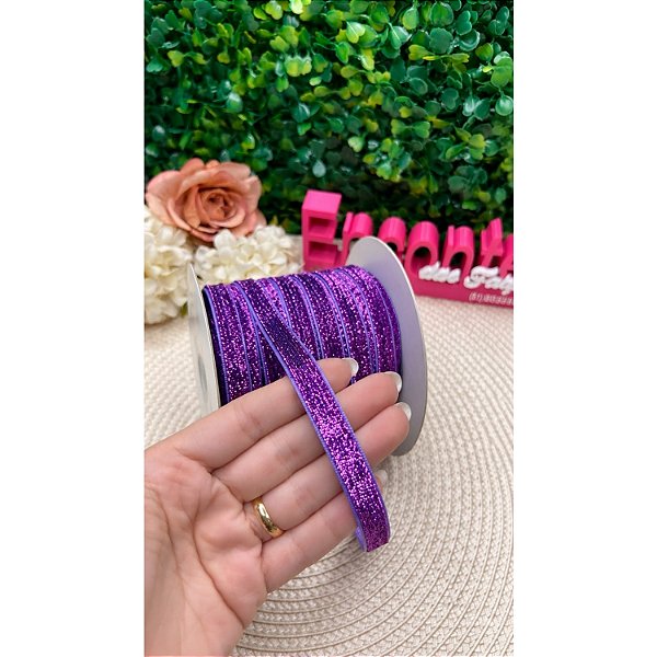 Fita de Lurex Esponjado 10mm Roxo - Metro