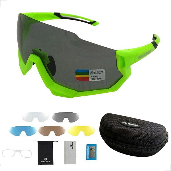 Óculos de Ciclismo Polarizado UV400 Rockbros Rb-sp176 C/ 5 Lentes