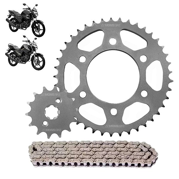 Kit Relação Fazer 150 Coroa 41T + Pinhão 14T + Corrente 126L 428H